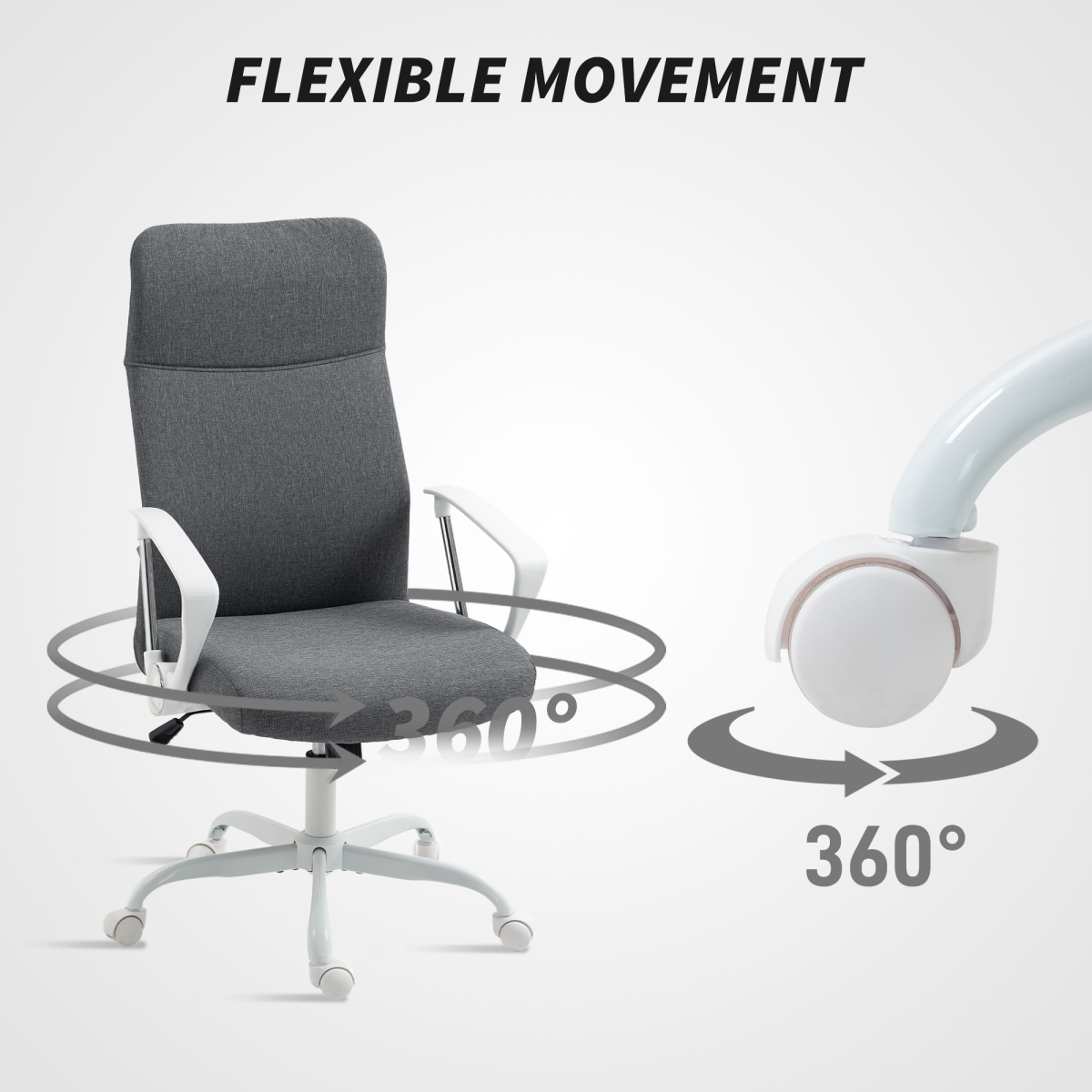HOMCOM High Back Office Chair Adjustable Tilt For Home with 360° swivel for ergonomic home use.