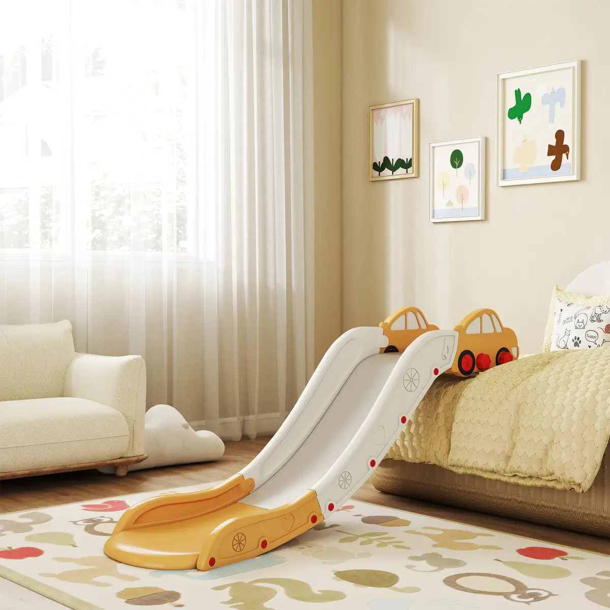 AIYAPLAY AIYAPLAY Kids Slide for Bed, Sofa, Easy to Assemble, Grey - Bed Frames