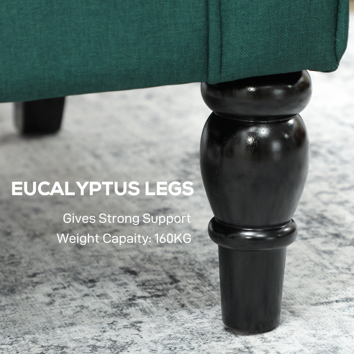 HOMCOM Wingback Accent Chair Tufted Retro Upholstery teal fabric with dark wooden leg.