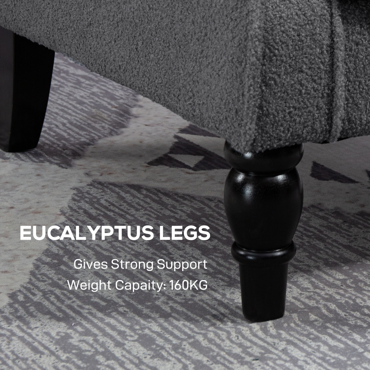 HOMCOM Wingback Accent Chair Tufted Retro Upholstery with eucalyptus legs for refined comfort