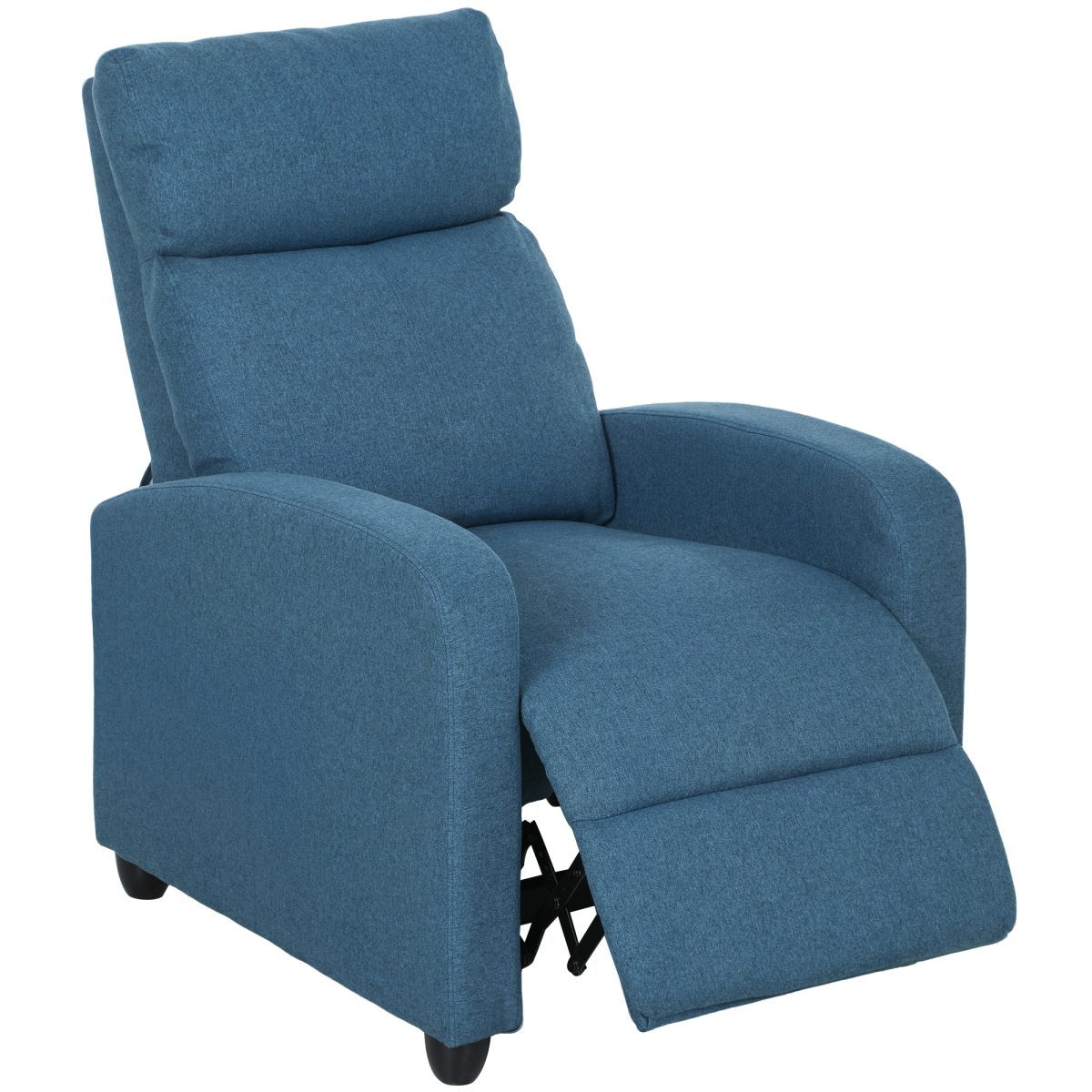 HOMCOM Linen Recliner Chair 135 Degree Recline Comfort Blue with padded arms and extended footrest