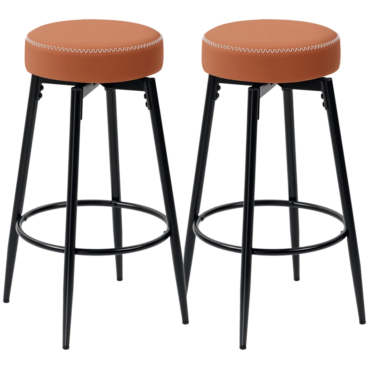 HOMCOM Bar Stools Set of 2 8cm Cushioned Seat Faux Leather 360 Degree Swivel With Footrest by HOMCOM
