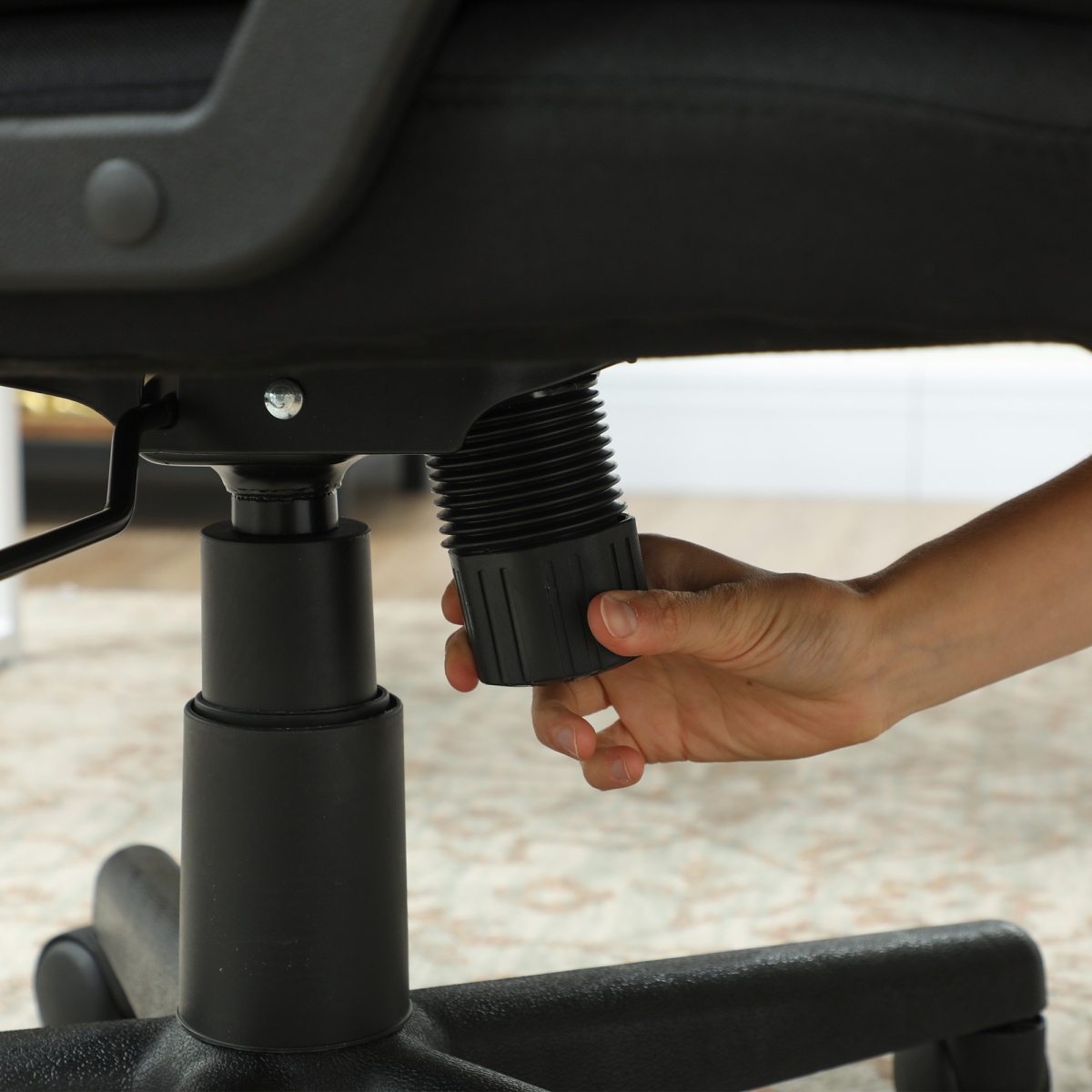 HOMCOM Swivel Office Chair 94-104 Cm Height Padded Armrests - height adjustment knob under seat.