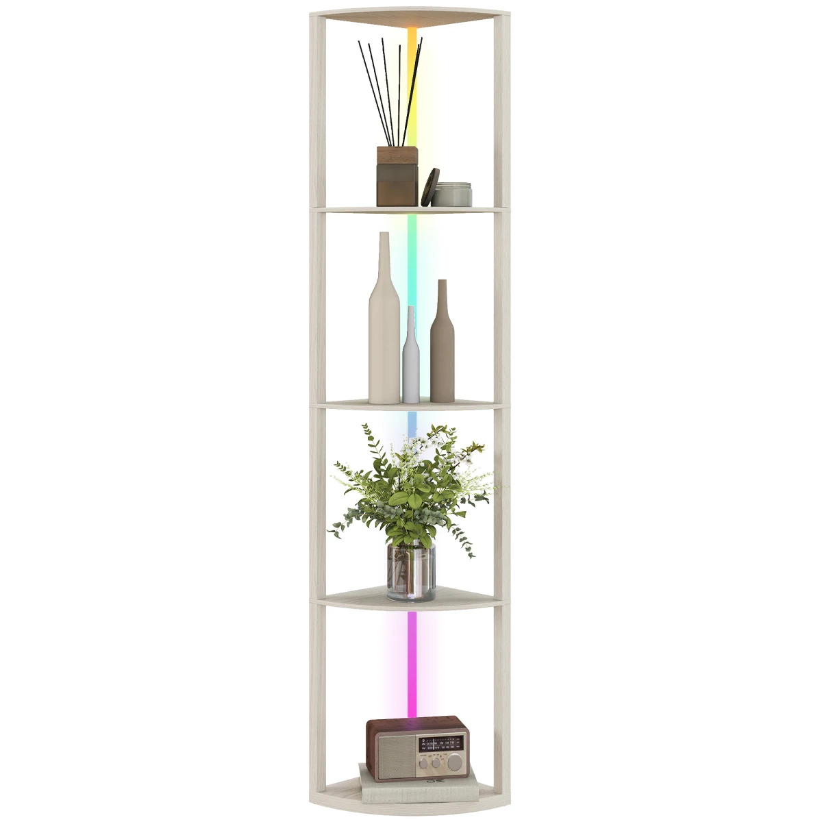 HOMCOM LED Floor Lamp Shelves 5-Tier RGB RC Corner by HOMCOM