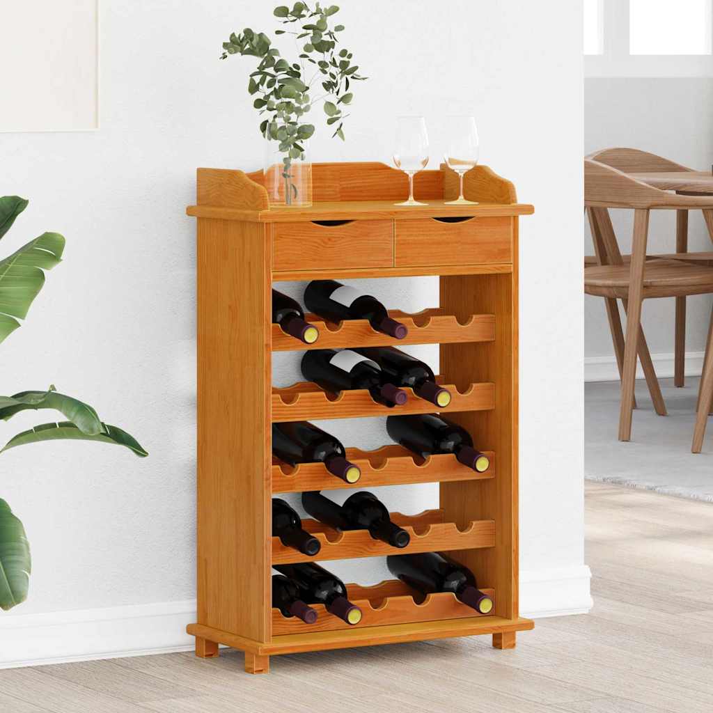 VidaXL Wine Rack 90 X 60 X 30 Cm Solid Pine Wood Storage tall pine wine rack with bottle slots and a top display area.