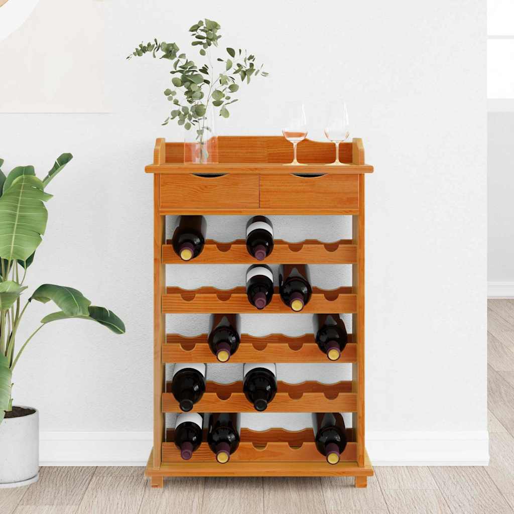 VidaXL Wine Rack 90 X 60 X 30 Cm Solid Pine Wood Storage with natural timber finish and bottle shelves.