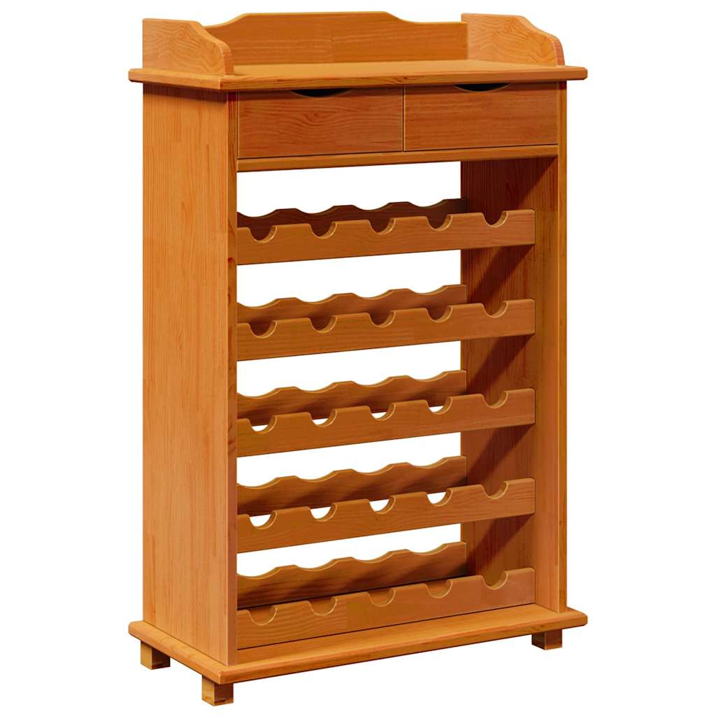 VidaXL Wine Rack 90 X 60 X 30 Cm Solid Pine Wood Storage tall pine wine rack with bottle slots and top drawers