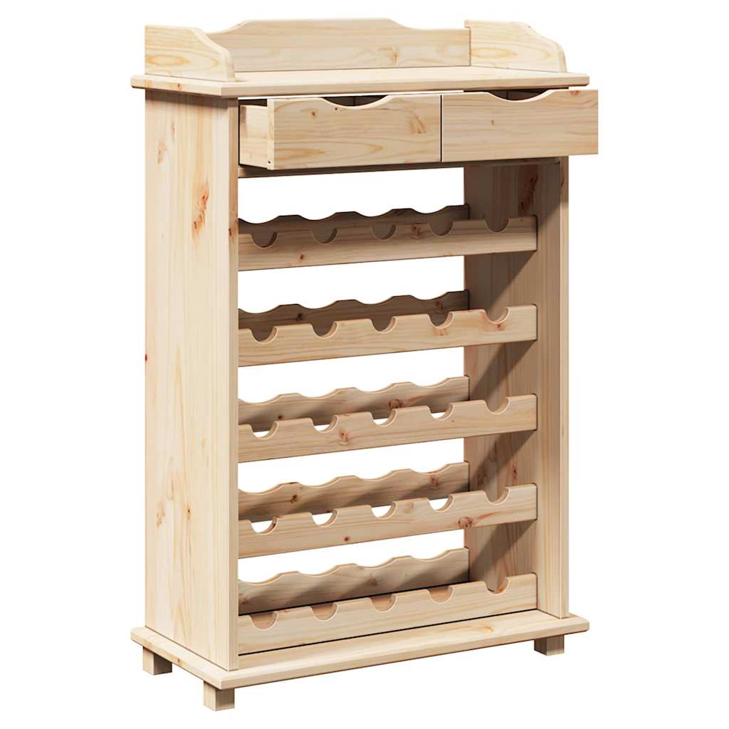 VidaXL Wine Rack 90 X 60 X 30 Cm Solid Pine Wood Storage with bottle slots and top drawers.