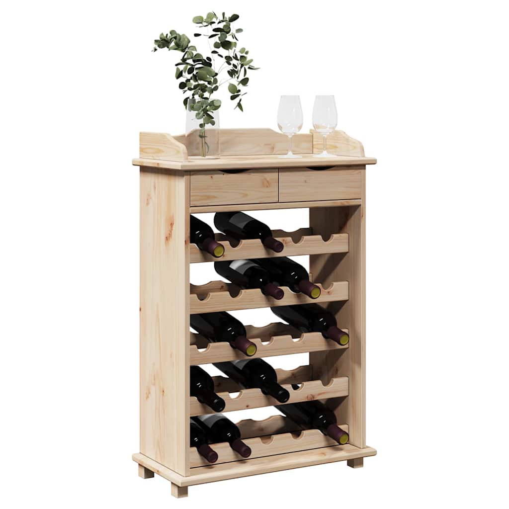 VidaXL Wine Rack 90 X 60 X 30 Cm Solid Pine Wood Storage in natural pine finish with bottle slots and top surface.