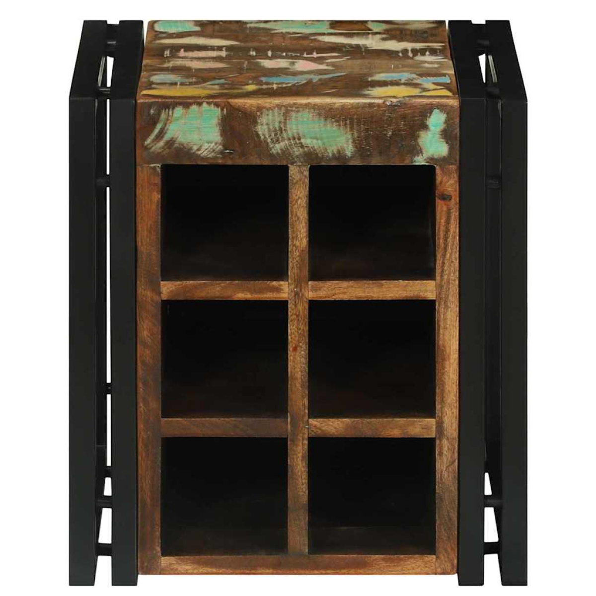 VidaXL Wine Rack 34.5x35x39 cm Solid Mango Wood For Kitchen rustic mango wood with metal frame and 2x2 bottle slots