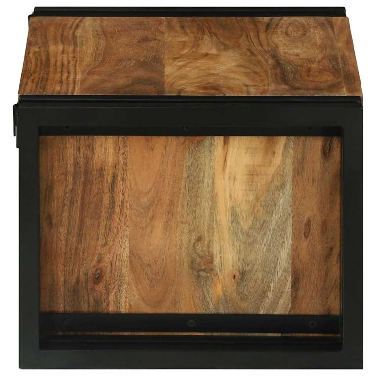 VidaXL Wine Rack 34.5x35x39 cm Solid Mango Wood For Kitchen with black metal frame.