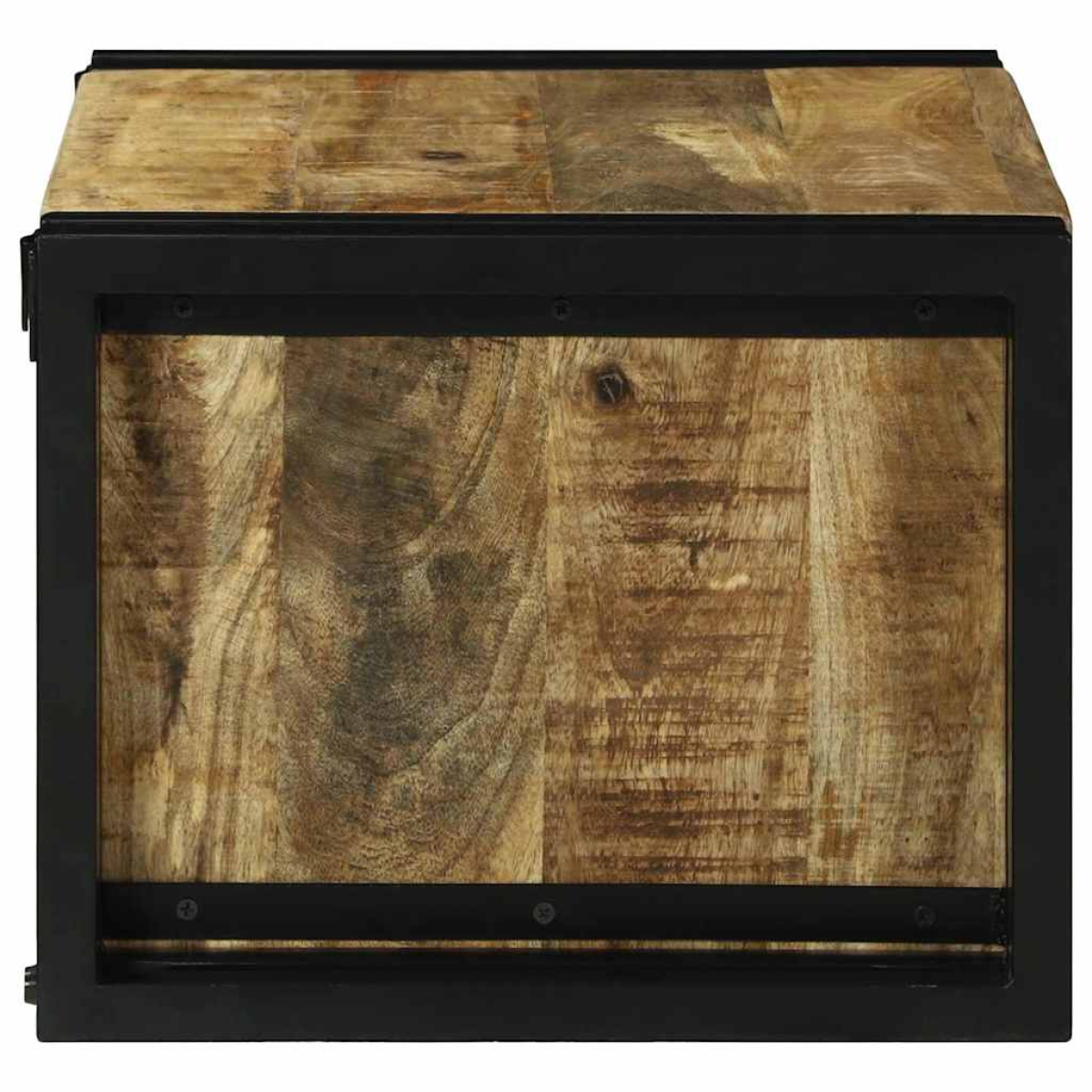 VidaXL Wine Rack 34.5x35x39 cm Solid Mango Wood For Kitchen with black metal frame and rustic wood finish.