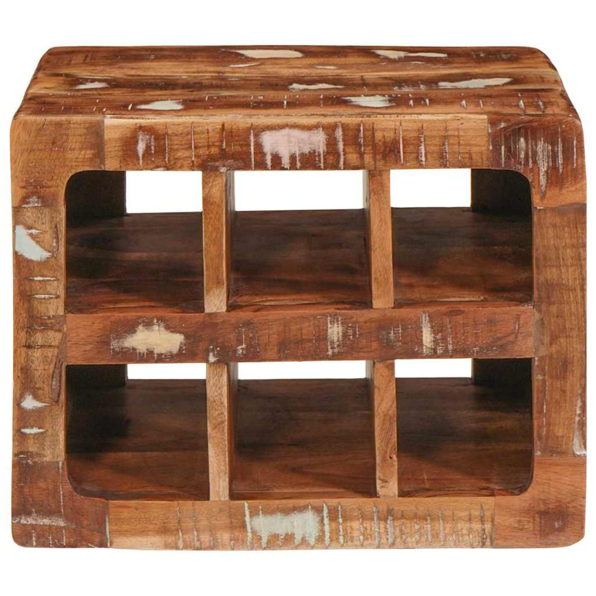 VidaXL Wall Mounted Wine Rack 44x30x35 Rustic Mango Wood, wall-mounted rack with three compartments