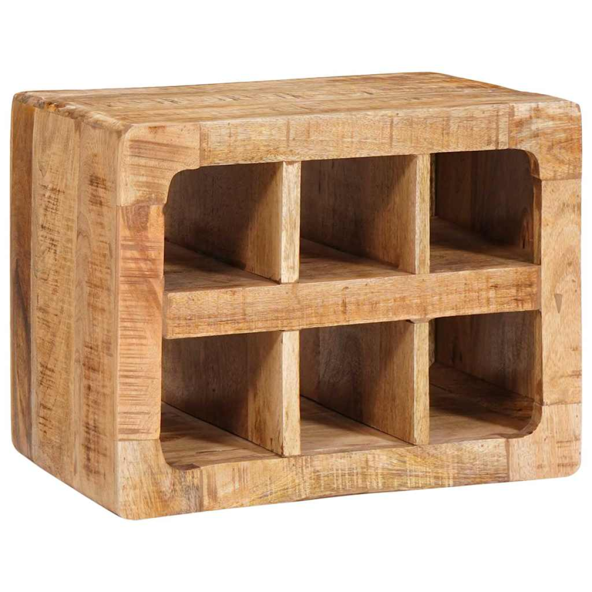 VidaXL Wall Mounted Wine Rack 44x30x35 Rustic Mango Wood - rustic mango wood wine storage with cubby compartments