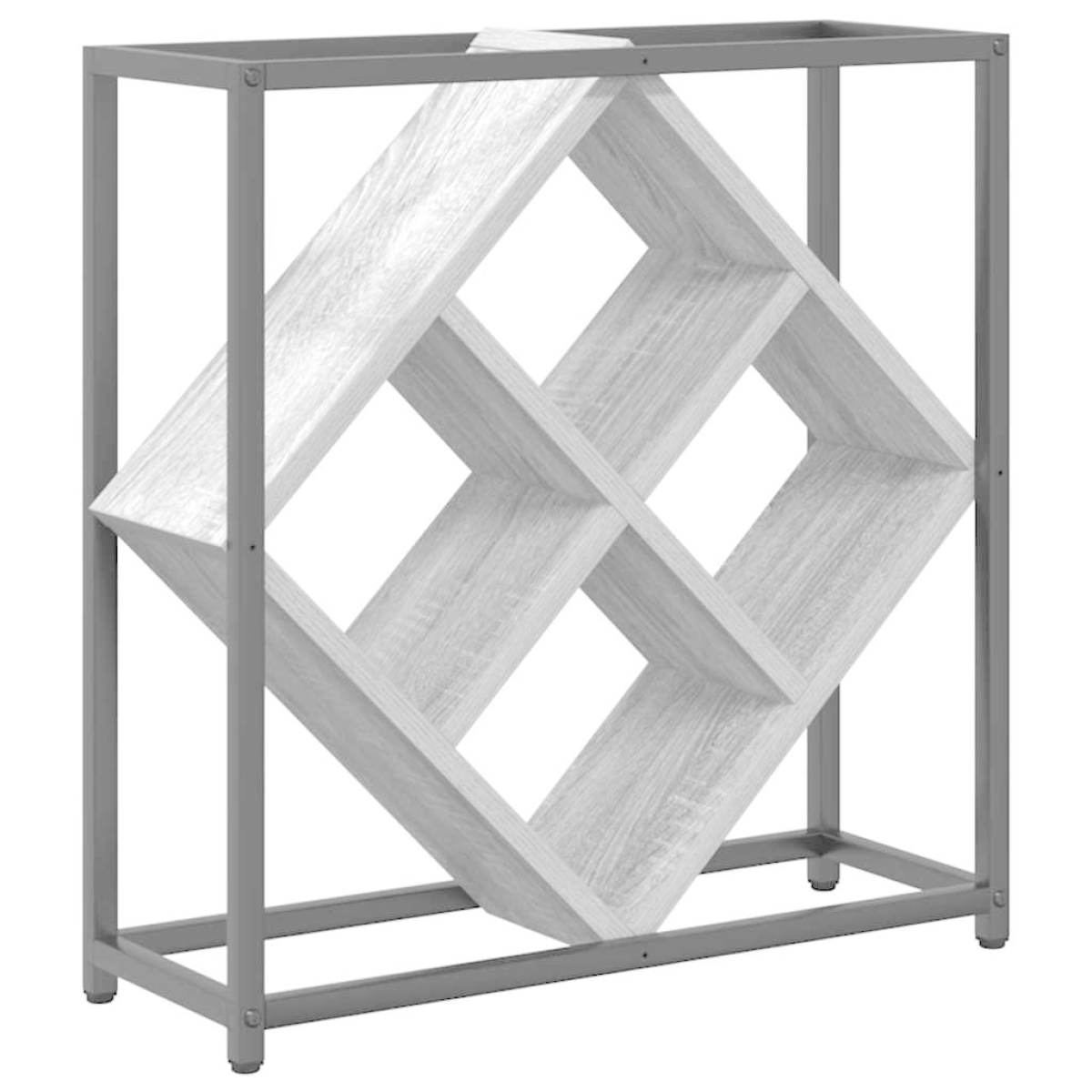 VidaXL Wine Rack 51x18x52.5 cm Black Engineered Wood At Home with a rectangular frame and criss-cross compartments