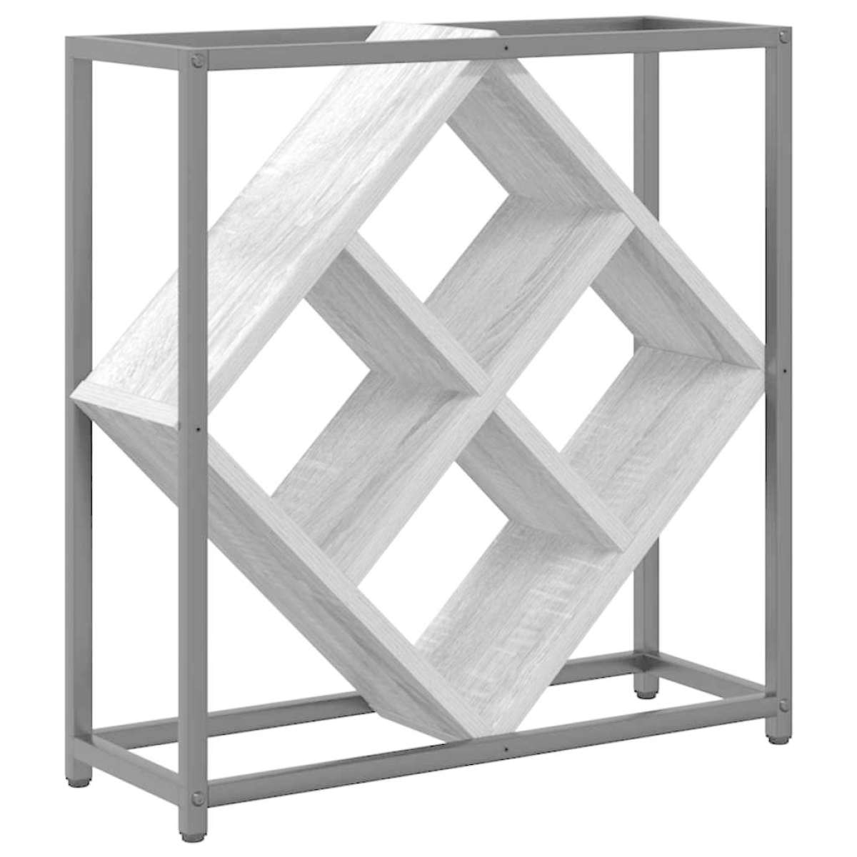 VidaXL Wine Rack 51x18x52.5 cm Black Engineered Wood At Home modern metal frame with criss-cross bottle slots