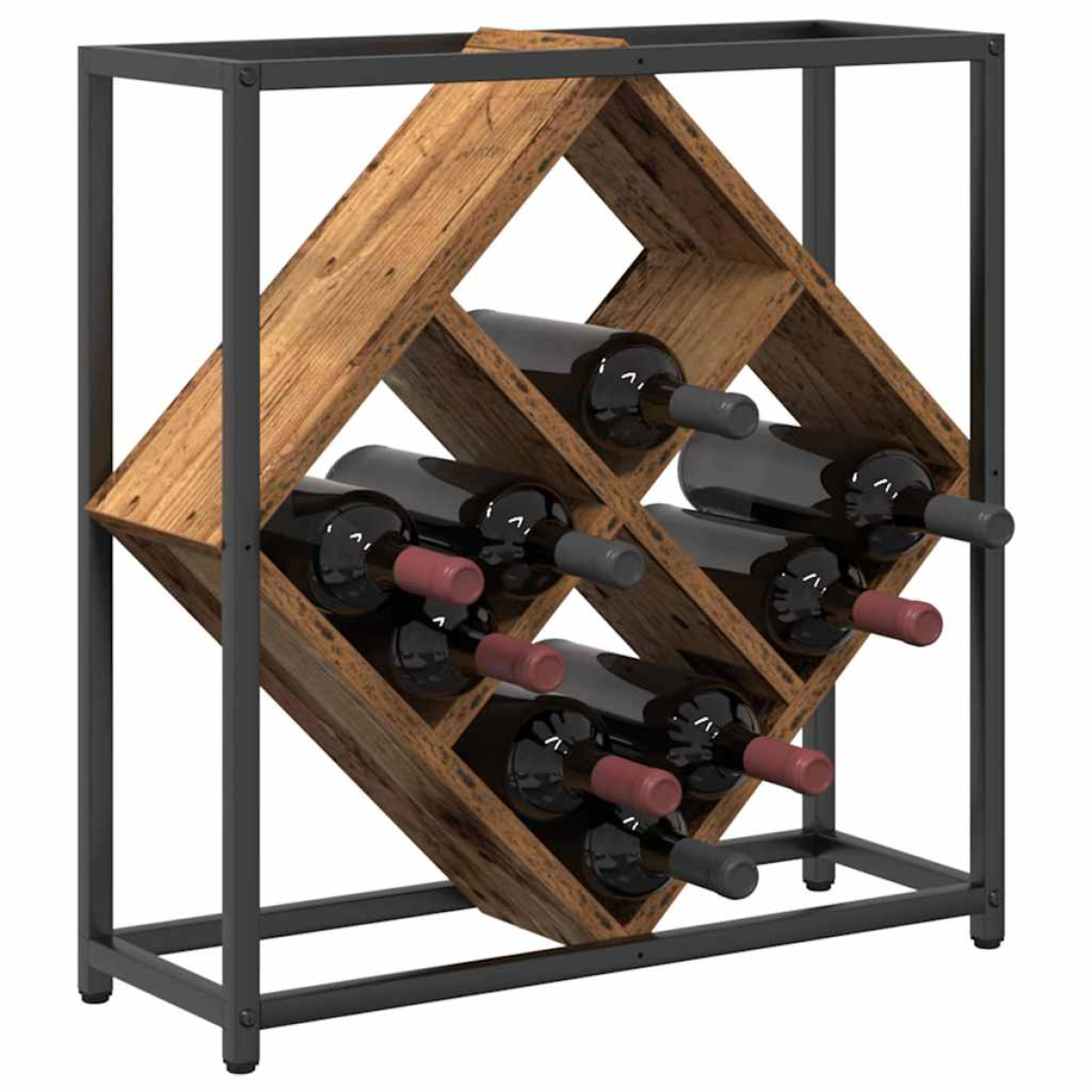 VidaXL Wine Rack 51x18x52.5 cm Black Engineered Wood At Home—compact frame with criss-cross bottle storage