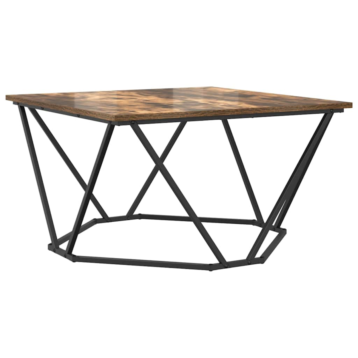 VidaXL Coffee Table 80x80x45 cm Black Oak Living Room with square wooden top and black geometric metal base.