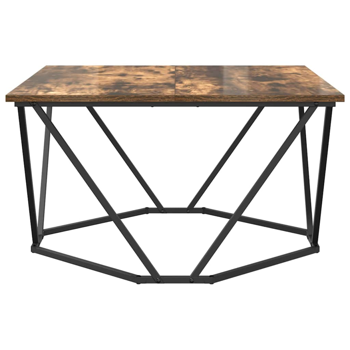 VidaXL Coffee Table 80x80x45 cm Black Oak Living Room with black oak top and geometric black metal base.