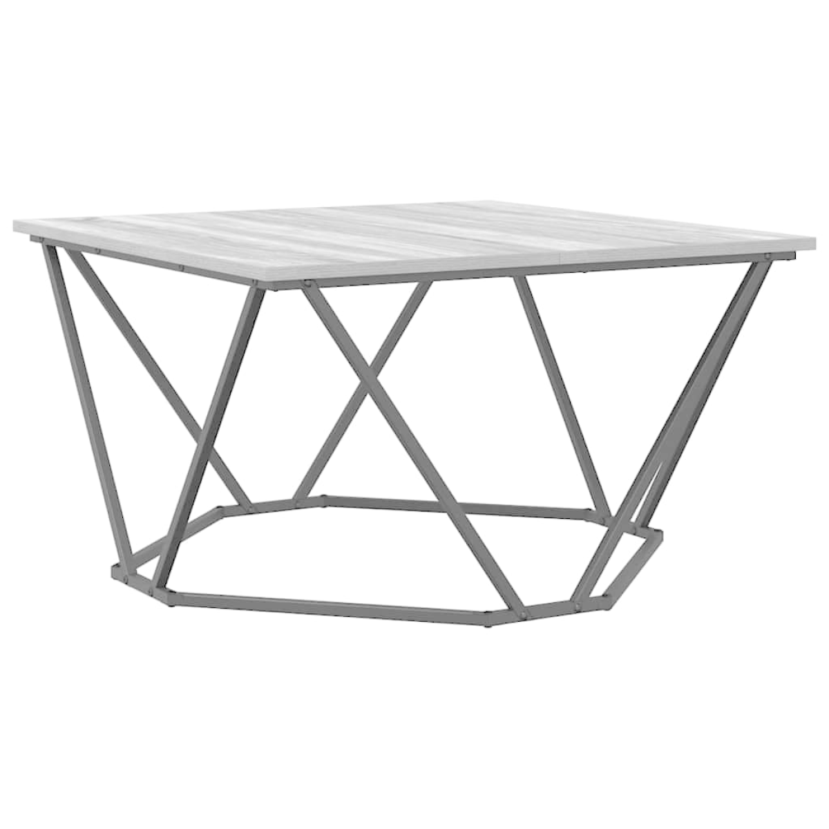 VidaXL Coffee Table 80x80x45 cm Black Oak Living Room with black oak finish and geometric gray metal base.