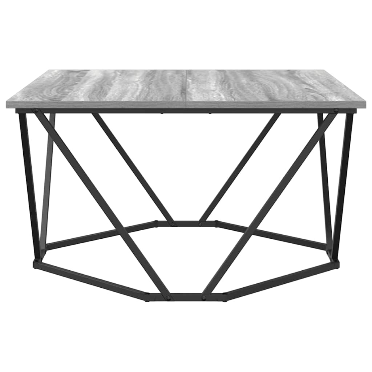 VidaXL Coffee Table 80x80x45 cm Black Oak Living Room with a square 80x80 cm top at 45 cm height on a black metal base
