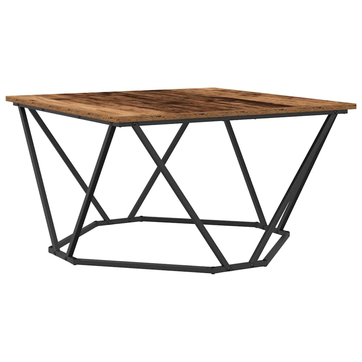 VidaXL Coffee Table 80x80x45 cm Black Oak Living Room with a square oak top and black geometric metal base.