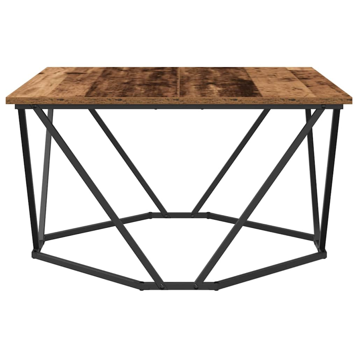VidaXL Coffee Table 80x80x45 cm Black Oak Living Room with square wood top and geometric black metal base