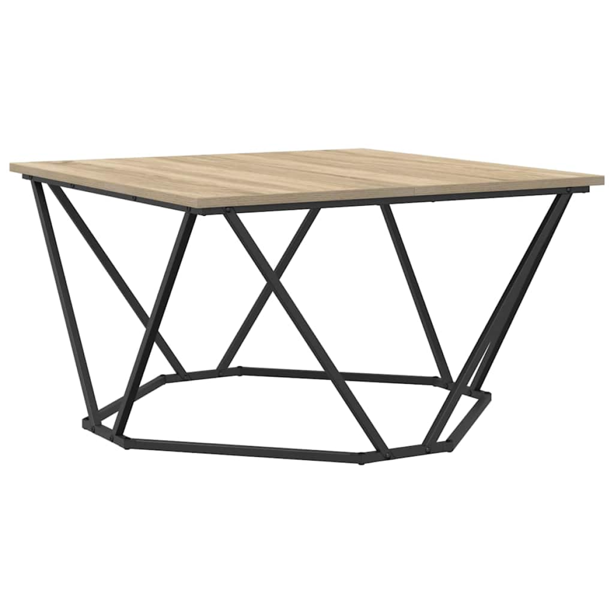 VidaXL Coffee Table 80x80x45 cm Black Oak Living Room features a black oak top and geometric black metal base.