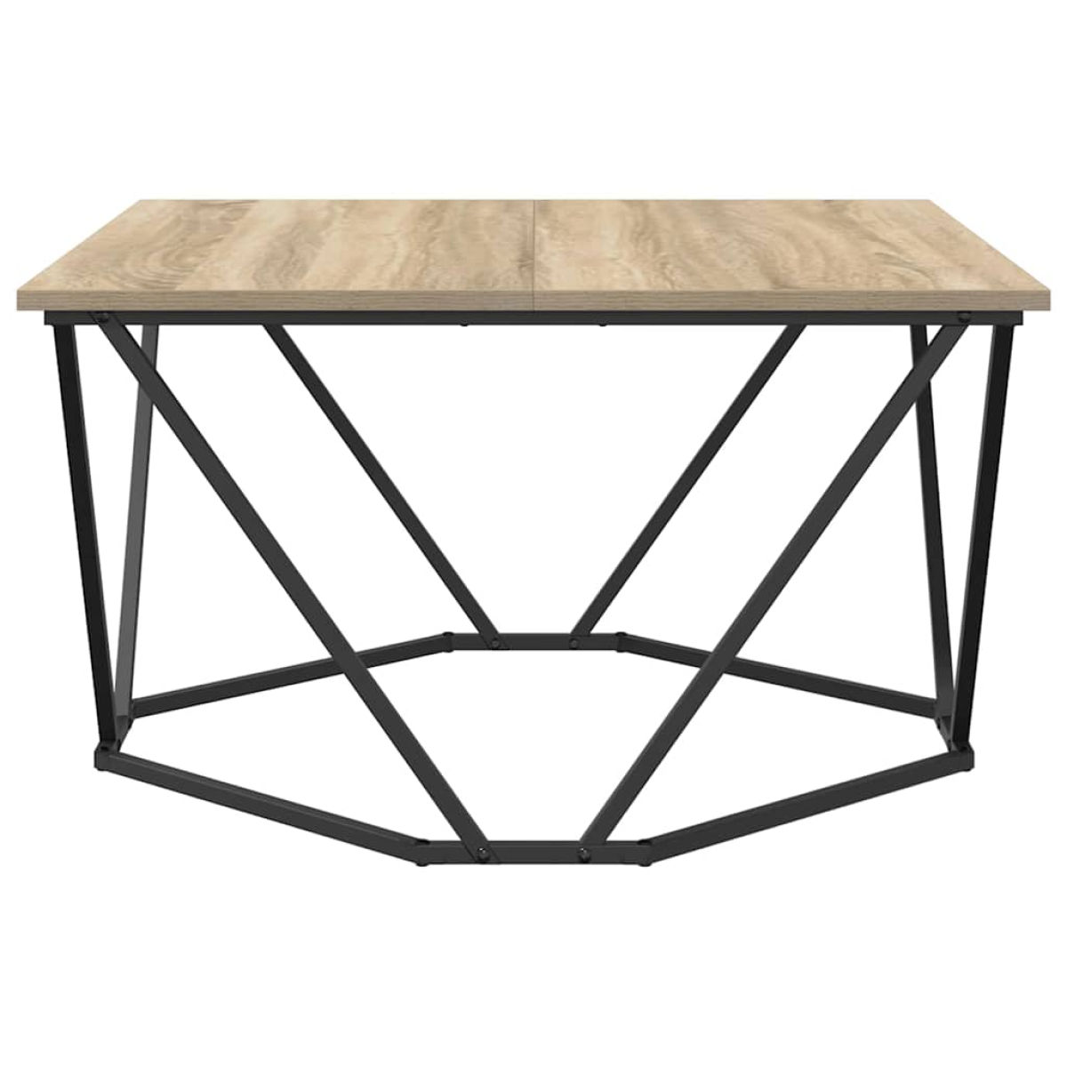 VidaXL Coffee Table 80x80x45 cm Black Oak Living Room with a light oak top and black metal geometric frame.