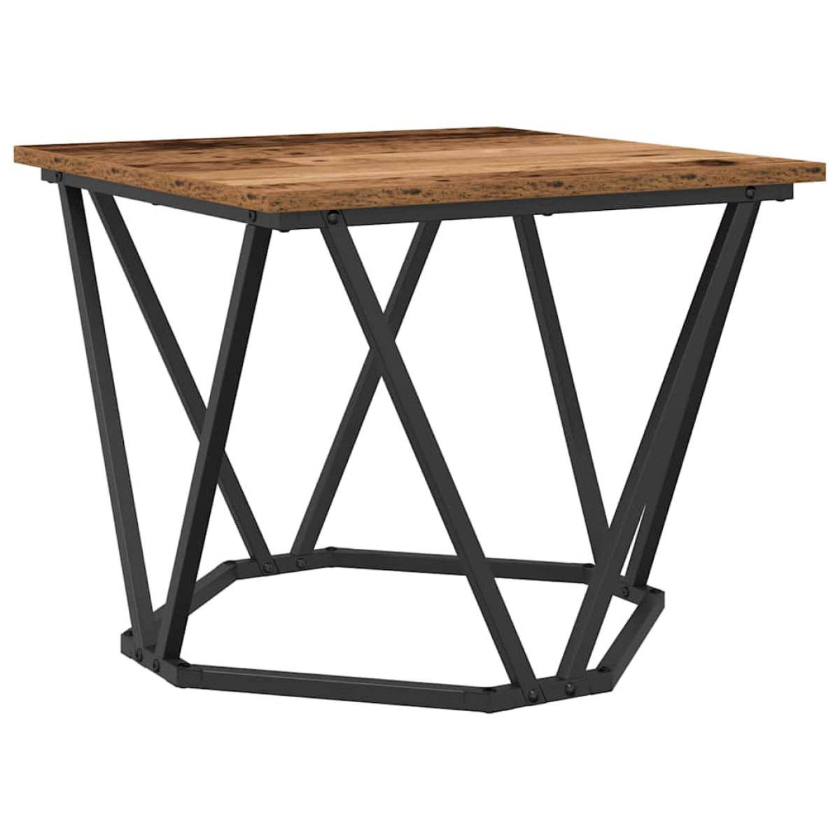 VidaXL Coffee Tables 50 x 50 x 40 cm Black Oak Set of 3 - square oak-top coffee table with black metal frame