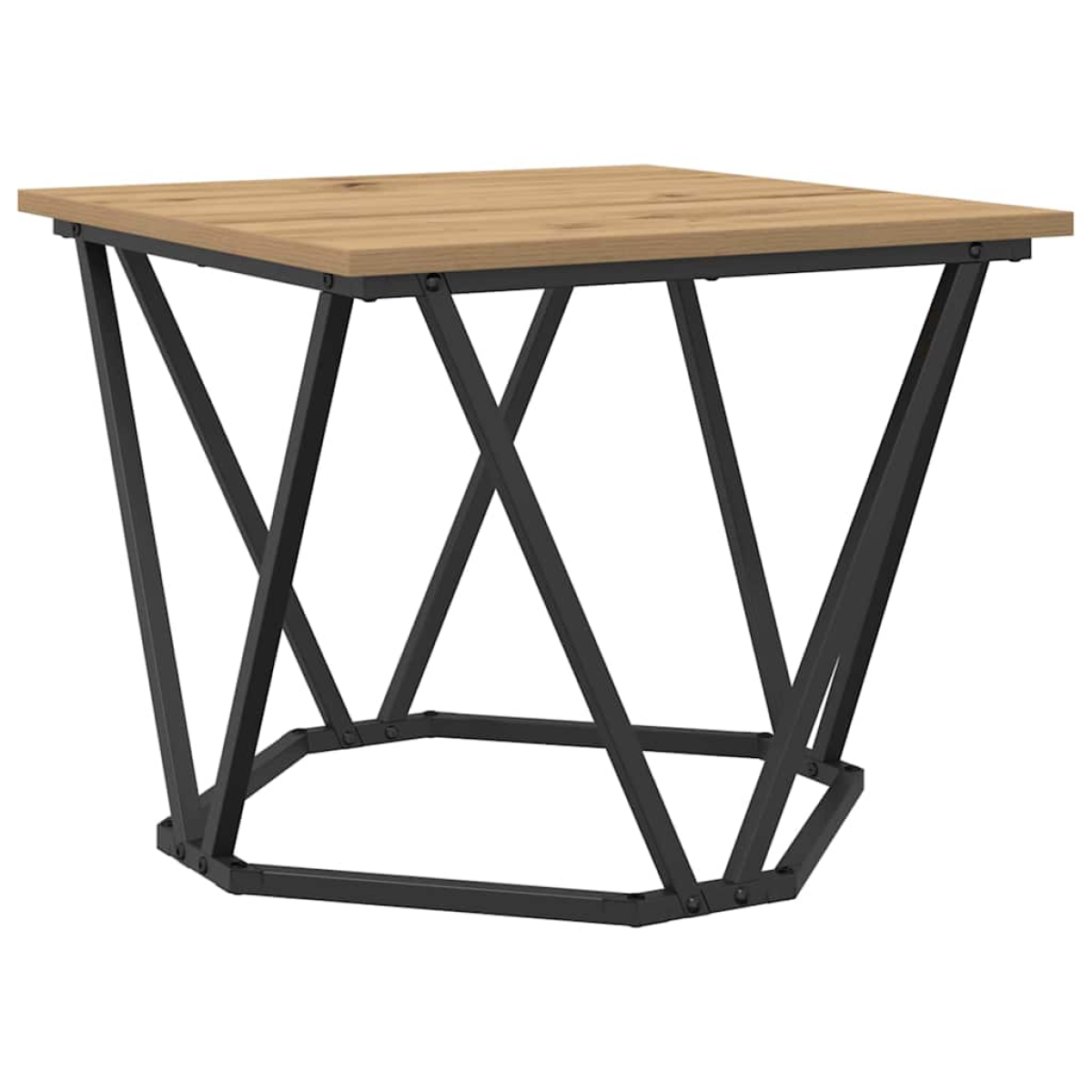 VidaXL Coffee Tables 50 x 50 x 40 cm Black Oak Set of 3 featuring oak tops and black steel X-frame bases.