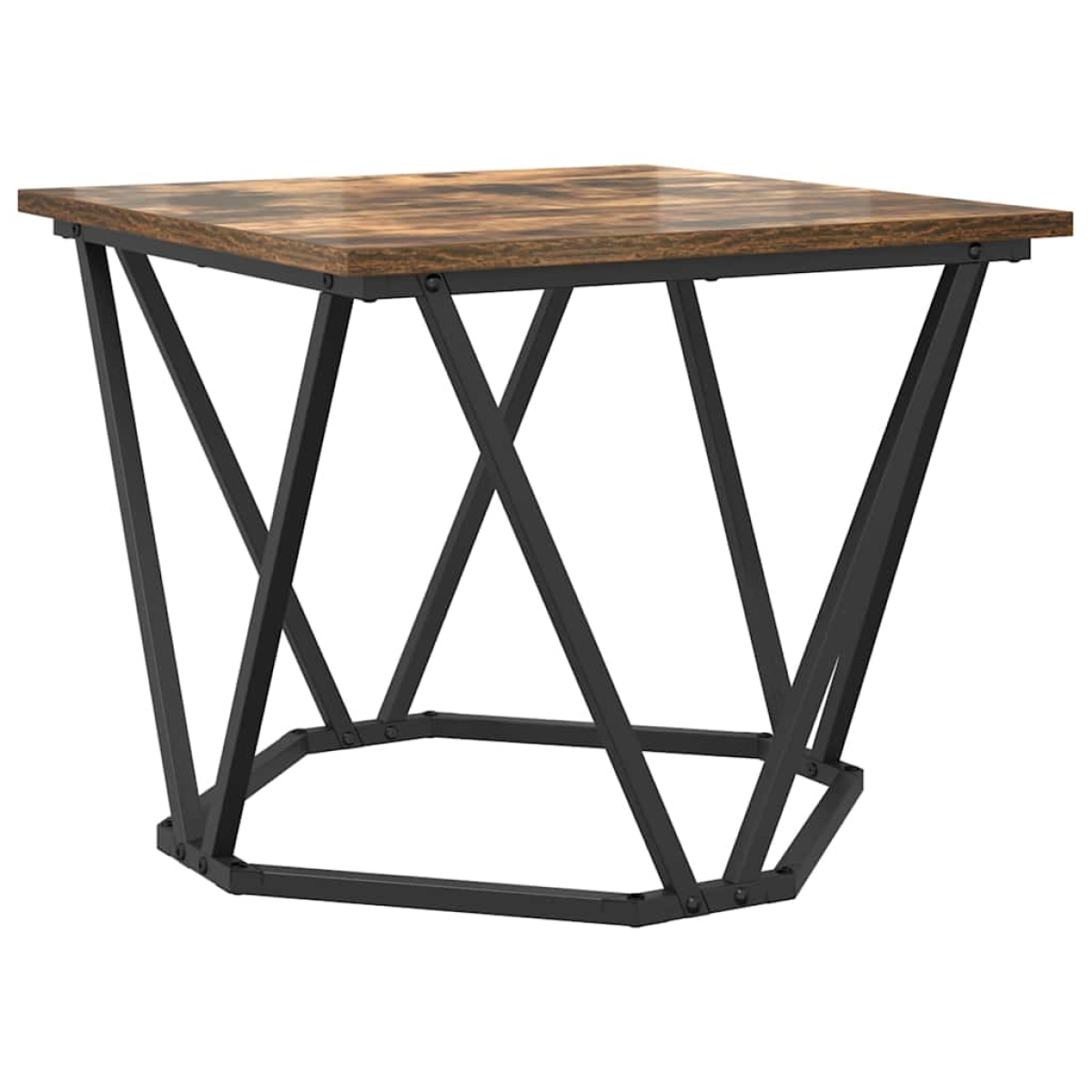 VidaXL Coffee Tables 50 x 50 x 40 cm Black Oak Set of 3 with oak-finish square tops and black steel bases