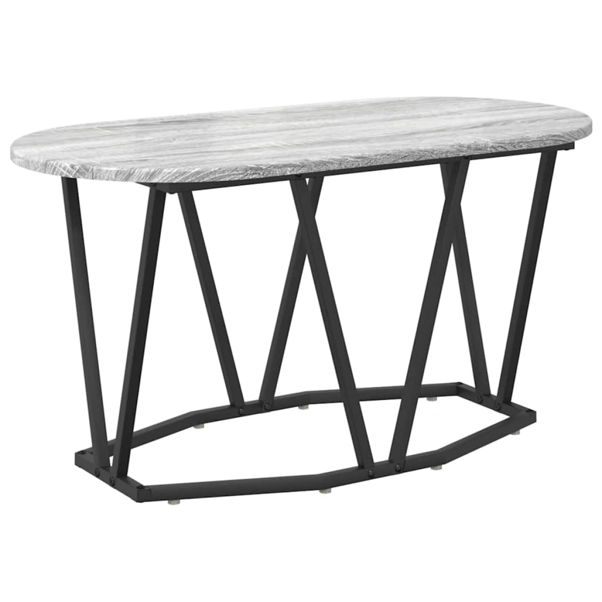 VidaXL Coffee Table 80 x 40 x 40.5 cm Oval Design featuring an engineered wood top and black metal legs.