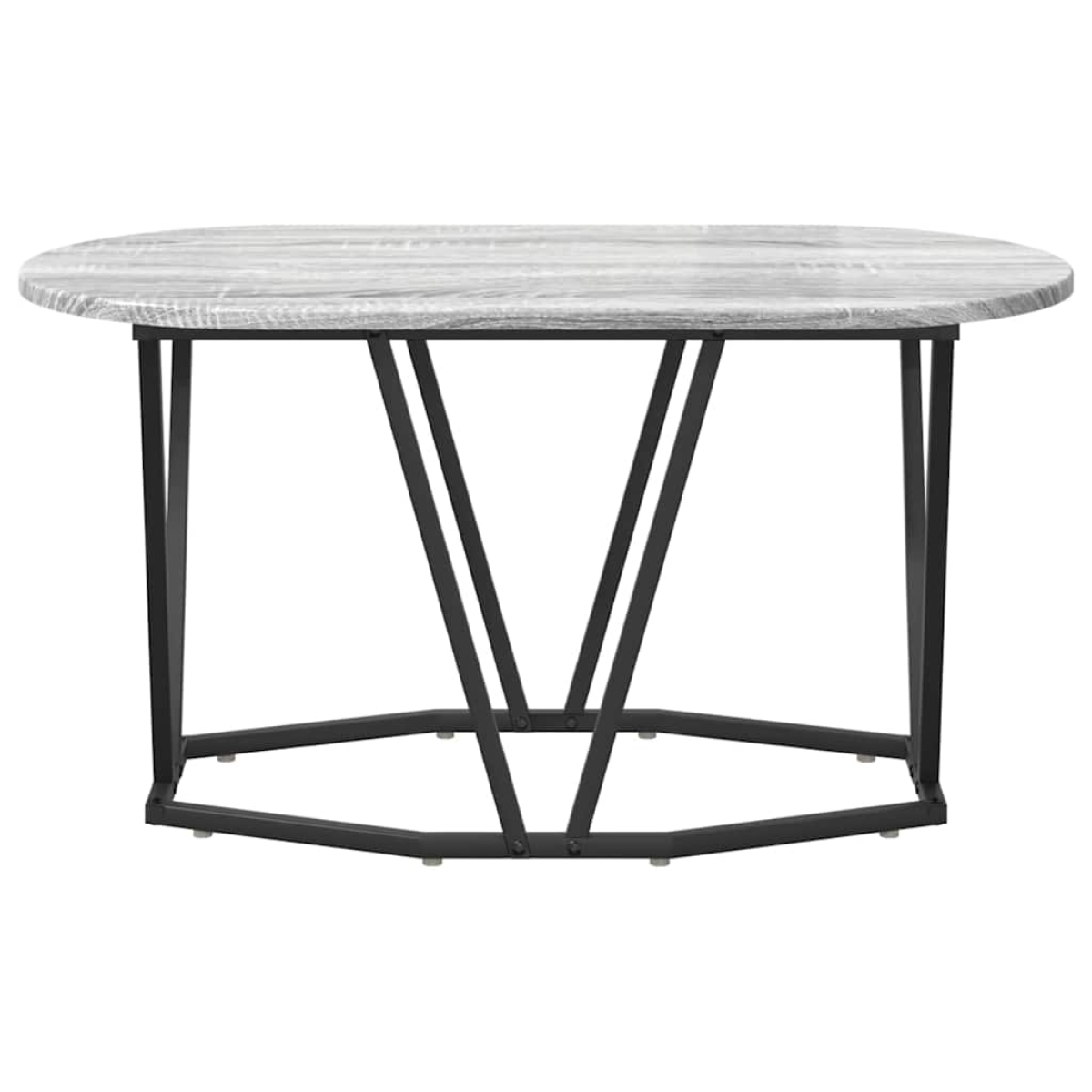 VidaXL Coffee Table 80 x 40 x 40.5 cm Oval Design with warm wood top and black metal legs in an industrial chic style.