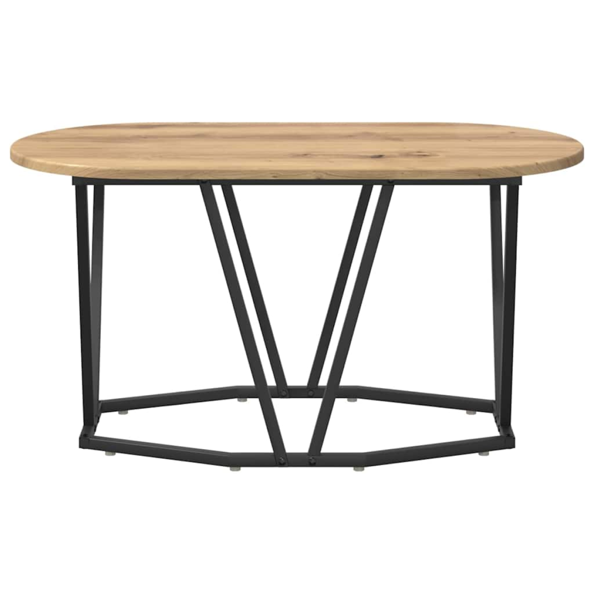 VidaXL Coffee Table 80 x 40 x 40.5 cm Oval Design with warm engineered wood top and black metal legs.