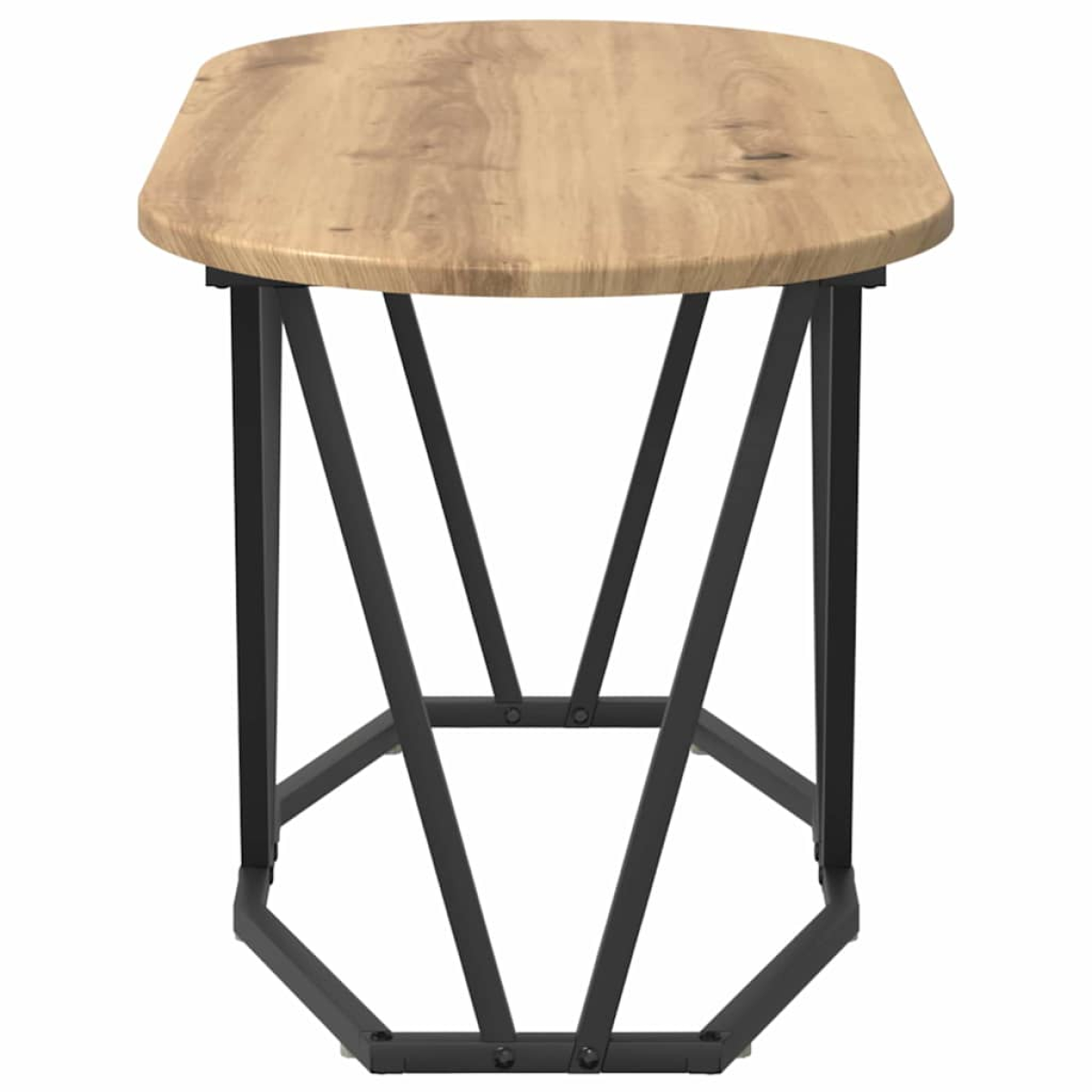 VidaXL Coffee Table 80 x 40 x 40.5 cm Oval Design with warm engineered wood top and black metal legs.