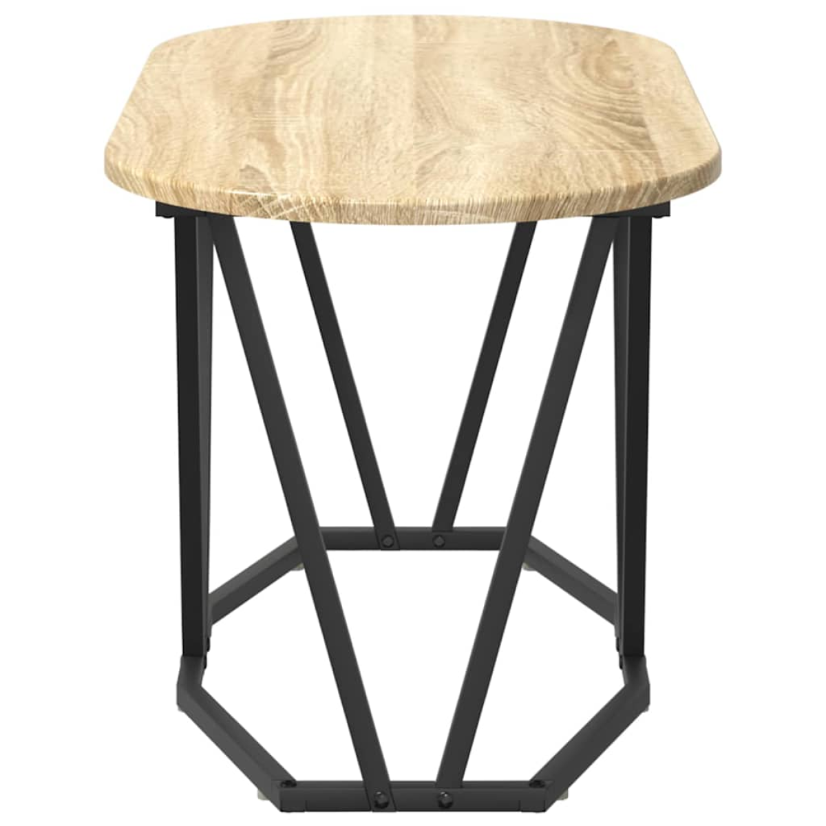 VidaXL Coffee Table 80 x 40 x 40.5 cm Oval Design with warm wood top and black metal legs.