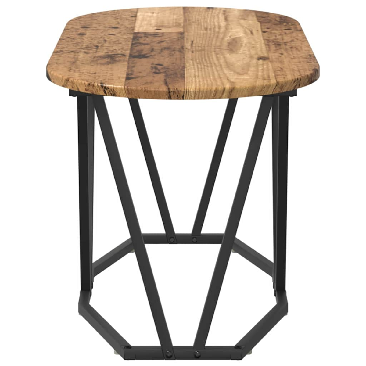 VidaXL Coffee Table 80 x 40 x 40.5 cm Oval Design with warm patchwork wood top and black metal legs