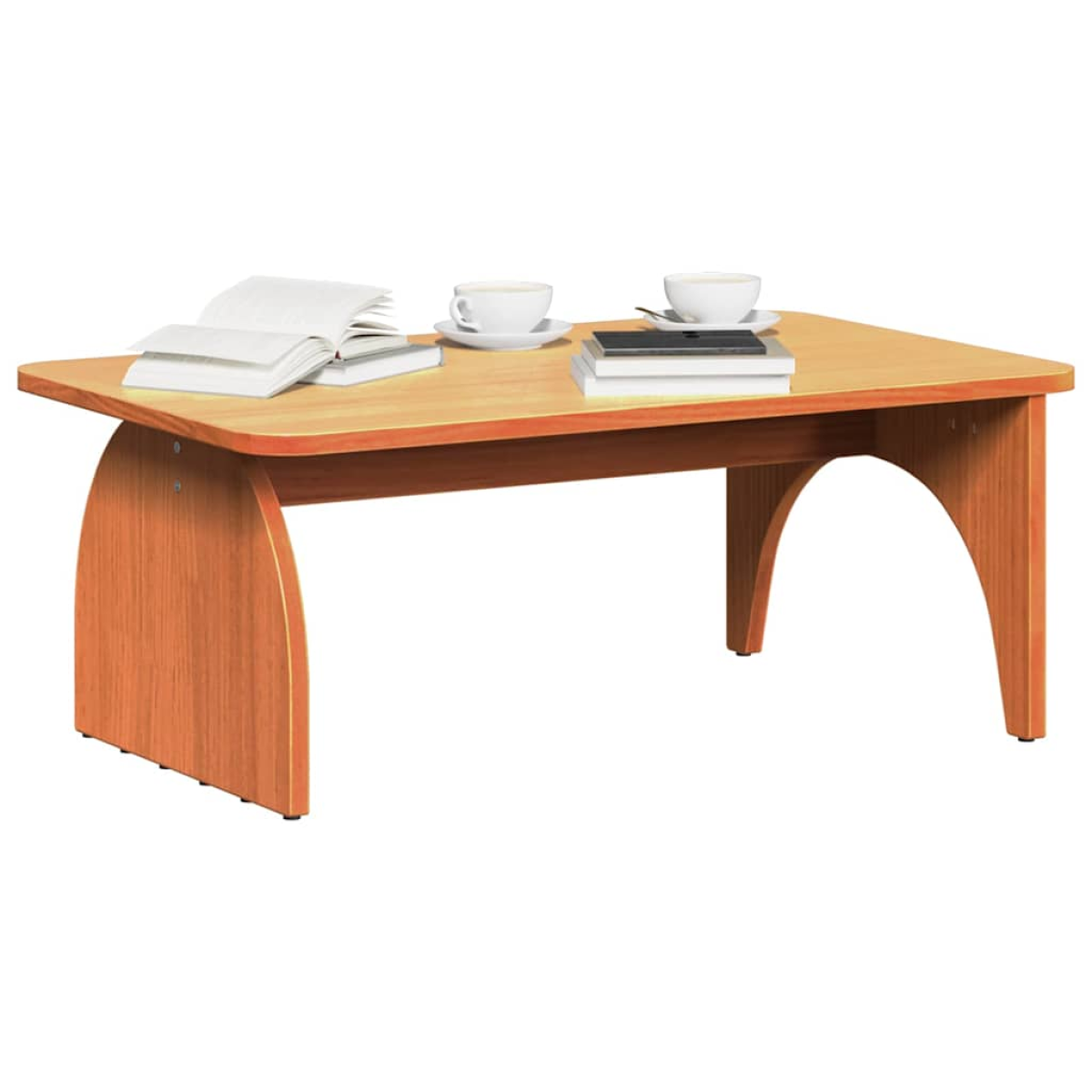 VidaXL Coffee Table 80 x 50 x 31 cm Natural Pine Living Room, a rectangular natural pine table with curved arch legs.