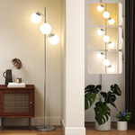 HOMCOM HOMCOM Modern Tree Floor Lamp With Three Glass Globes E27 Base Tall Stand Foot Switch For Living Room And Office - Lamp