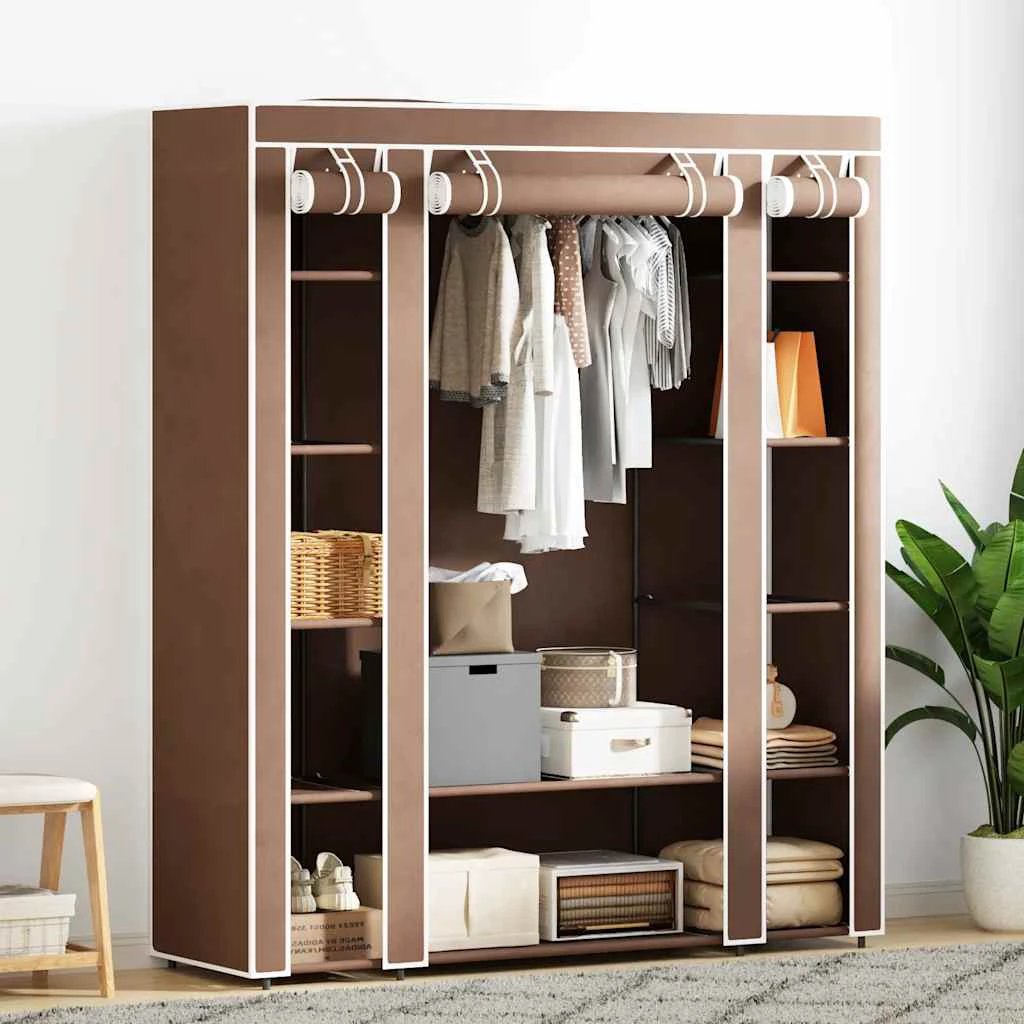 vidaXL vidaXL Fabric Wardrobe with Compartments and Rods 45x150x176 cm Black - Wardrobe