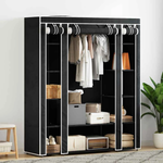 vidaXL vidaXL Fabric Wardrobe with Compartments and Rods 45x150x176 cm Black - Wardrobe