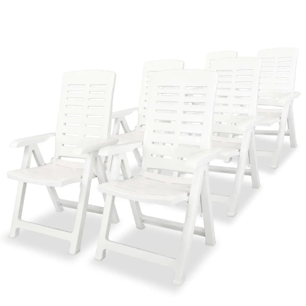 vidaXL vidaXL Reclining Garden Chairs 2 pcs Plastic White - Garden Chairs