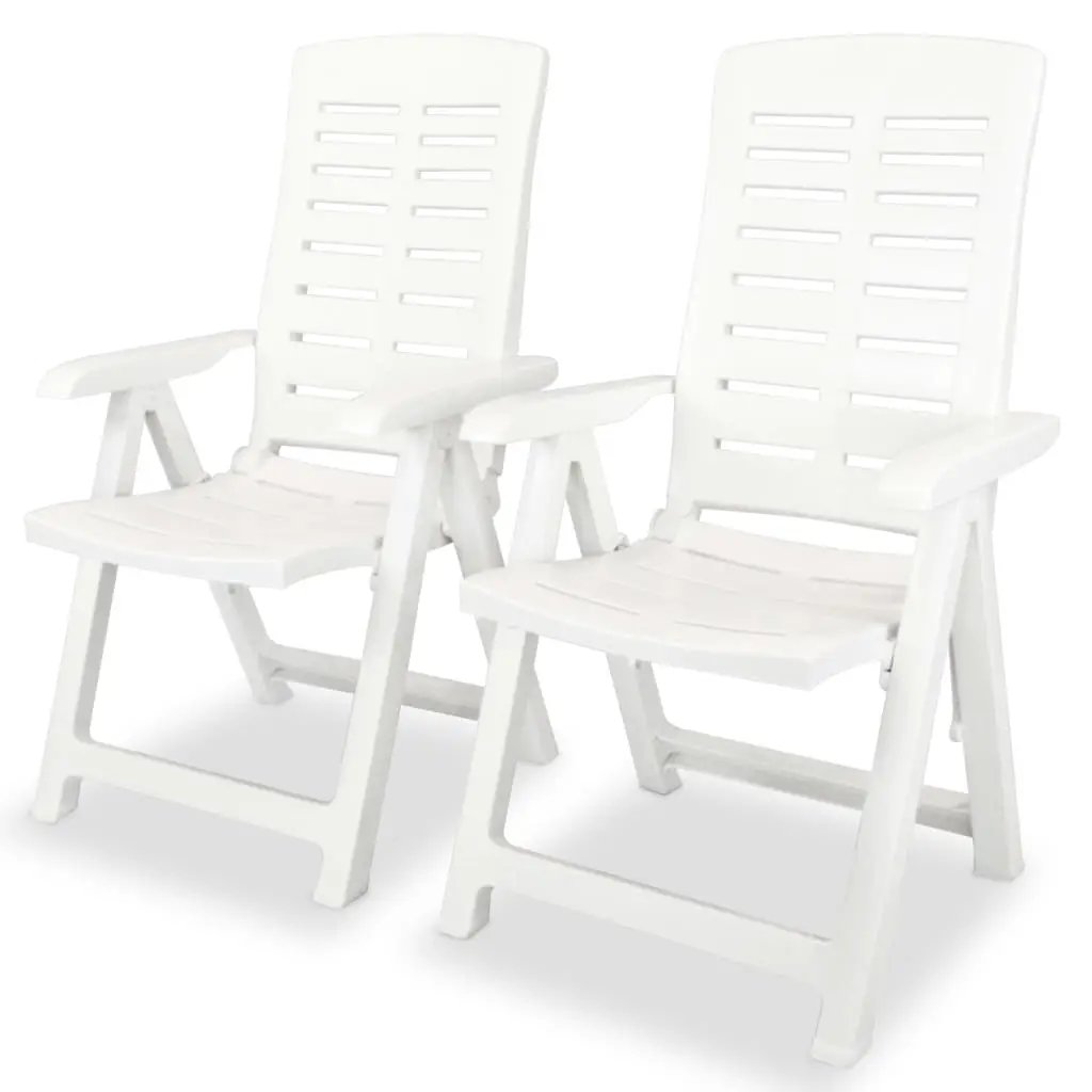 vidaXL vidaXL Reclining Garden Chairs 2 pcs Plastic White - Garden Chairs