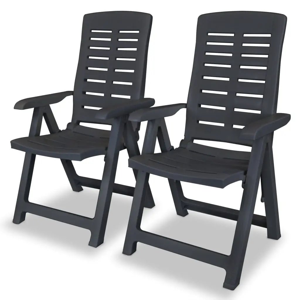 vidaXL vidaXL Reclining Garden Chairs 2 pcs Plastic White - Garden Chairs