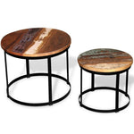 vidaXL Two Piece Round Mango Wood Coffee Table Set 40 cm and 50 cm Rough Finish Industrial Living Room by vidaXL