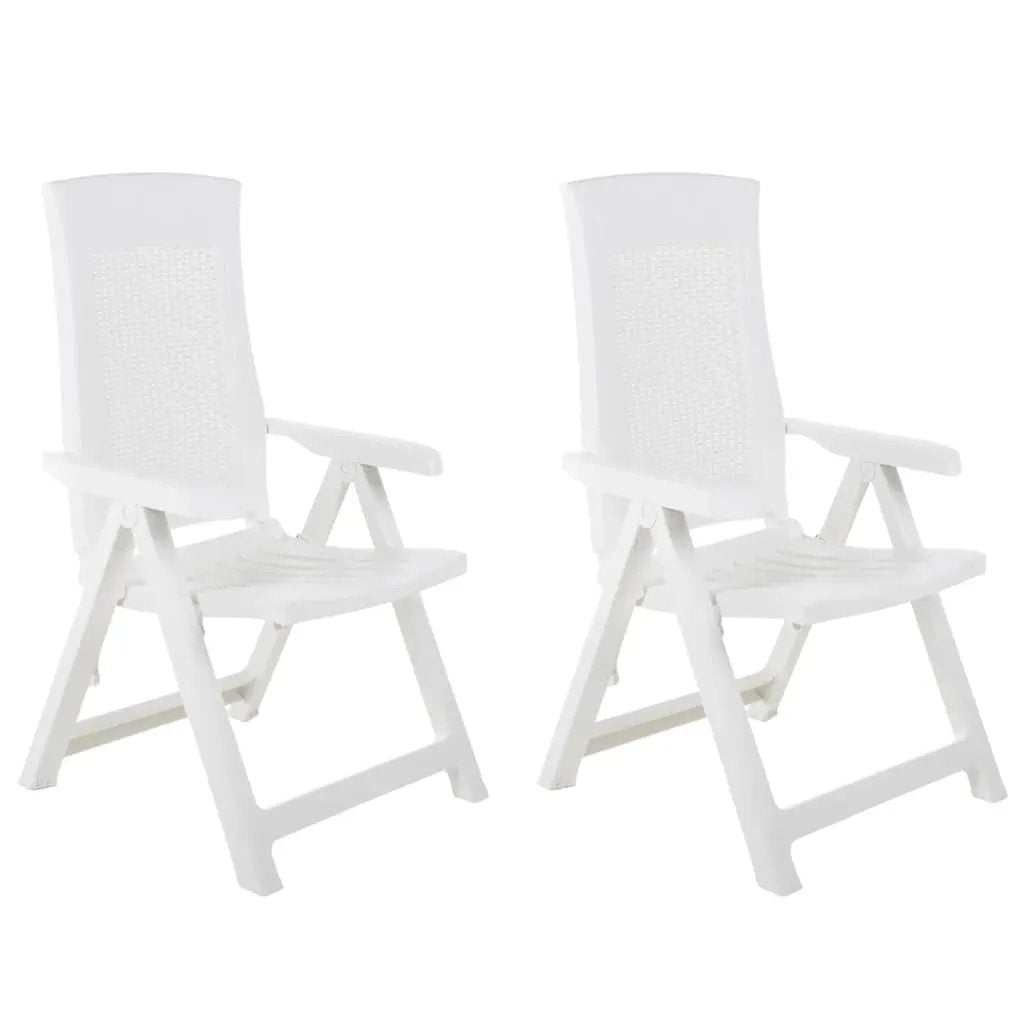 vidaXL vidaXL Garden Reclining Chairs 2 pcs Plastic White - Garden Chairs