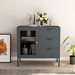 vidaXL vidaXL Sideboard Black 75x35x70 cm Steel and Tempered Glass - Sideboard