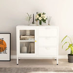 vidaXL vidaXL Sideboard Black 75x35x70 cm Steel and Tempered Glass - Sideboard