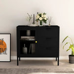 vidaXL vidaXL Sideboard Black 75x35x70 cm Steel and Tempered Glass - Sideboard
